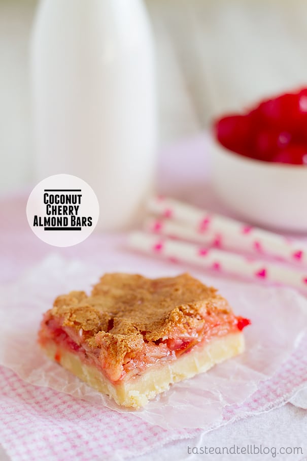 Coconut Cherry Almond Bars on Taste and Tell