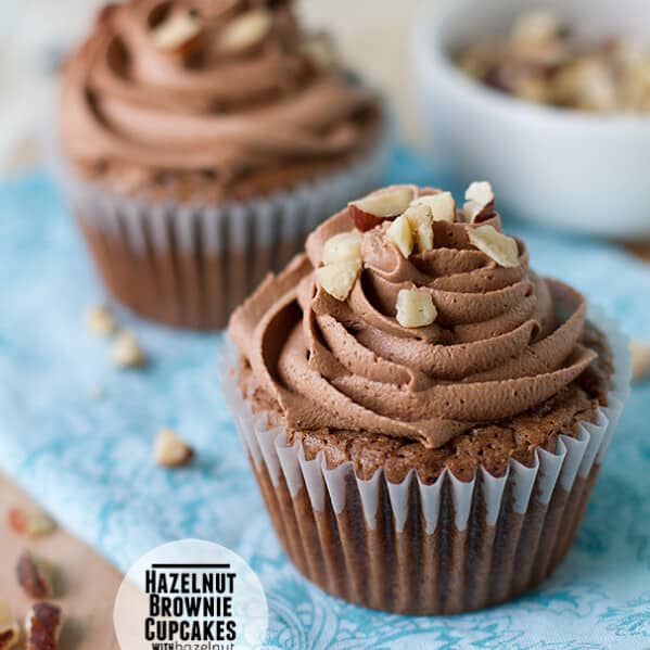 Hazelnut Brownie Cupcakes with Hazelnut Buttercream on Taste and Tell