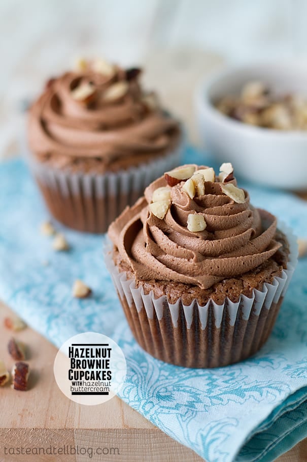 Hazelnut Brownie Cupcakes with Hazelnut Buttercream on Taste and Tell