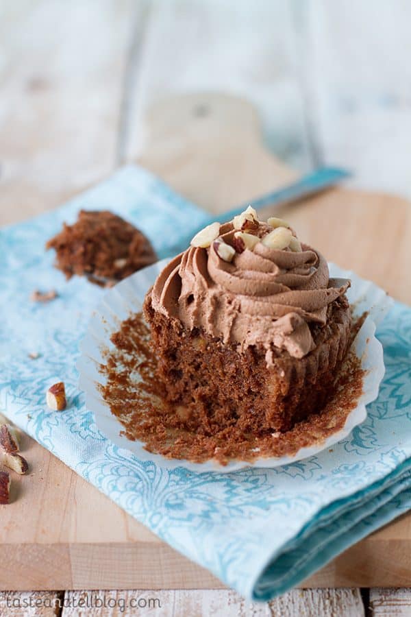 Hazelnut Brownie Cupcakes with Hazelnut Buttercream Taste and Tell