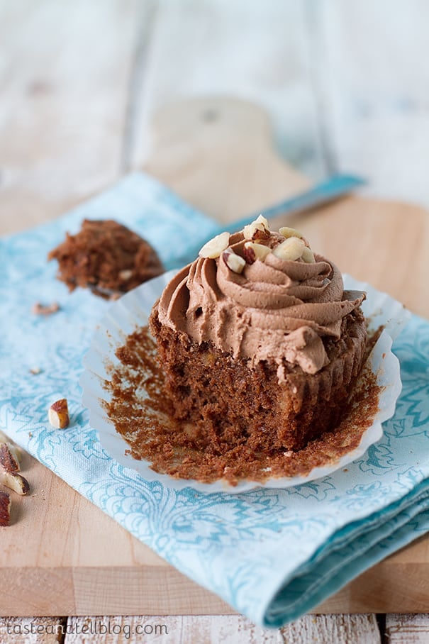 Hazelnut Brownie Cupcakes with Hazelnut Buttercream