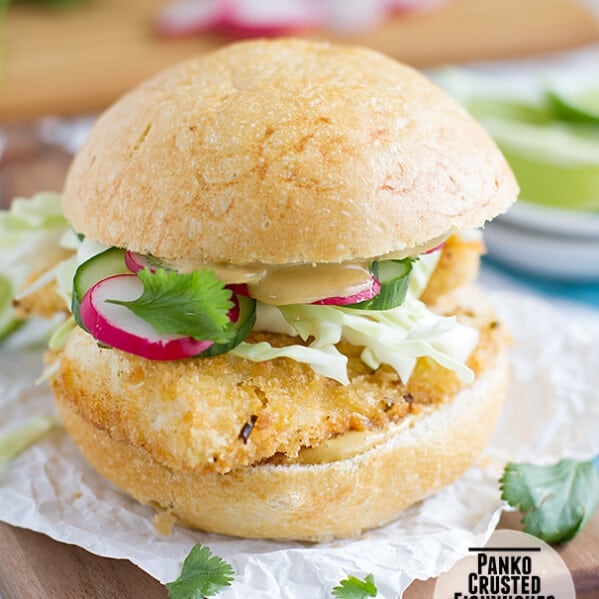 Panko Crusted Fishwiches with Wasabi Tartar Sauce on Taste and Tell