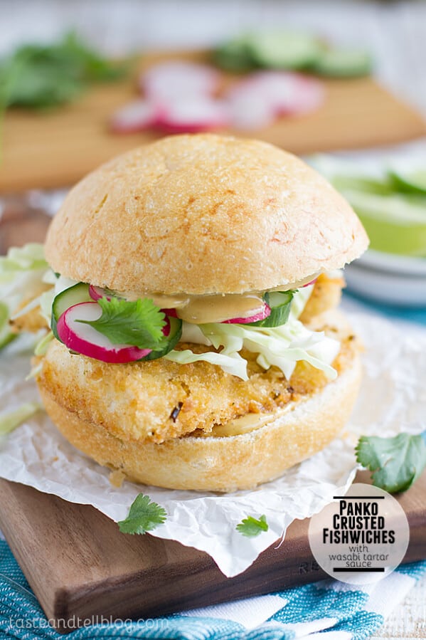 Panko Crusted Fishwiches with Wasabi Tartar Sauce on Taste and Tell