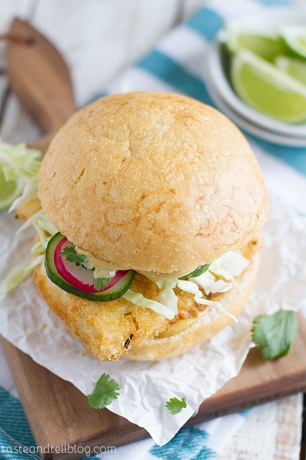 Panko Crusted Fishwiches with Wasabi Tartar Sauce on Taste and Tell