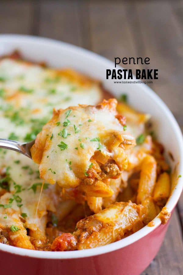Easy Penne Pasta Bake with Ground Beef - Taste and Tell