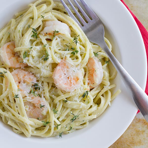 Poblano Cream Pasta with Shrimp