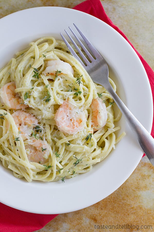 Poblano Cream Pasta with Shrimp