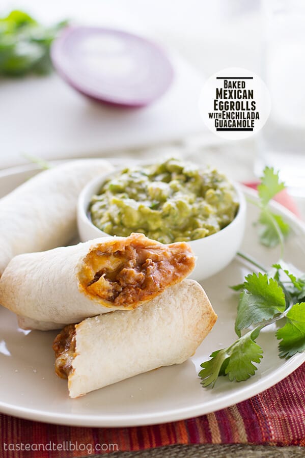 Baked Mexican Eggrolls with Enchilada Guacamole on Taste and Tell