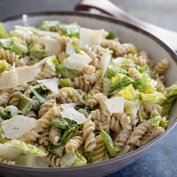 Caesar Salad with Pasta with Homemade Caesar Dressing