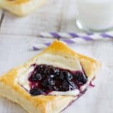 Easy danish made with puff pastry and blueberries.