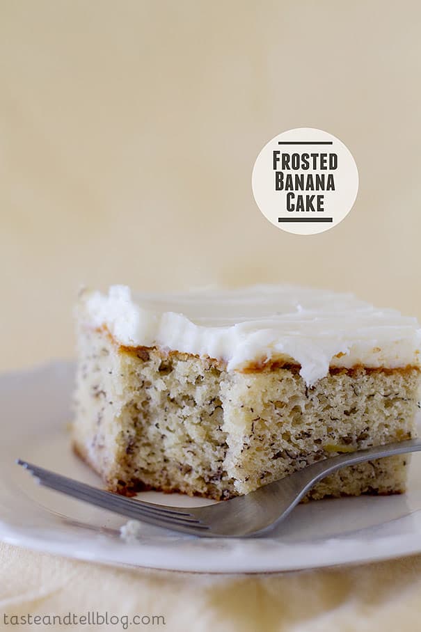 Next time you find yourself with overripe bananas, try this Frosted Banana Cake for something different than banana bread!