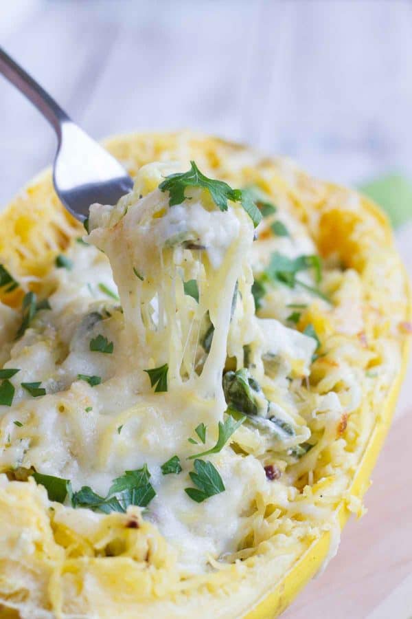 Spinach Artichoke Spaghetti Squash Recipe - Taste and Tell