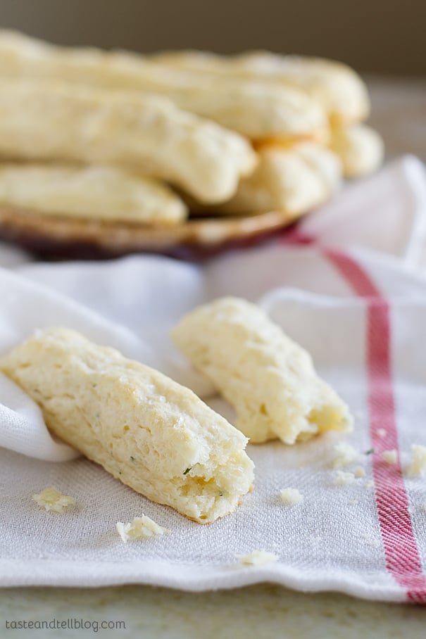 No Yeast Sour Cream Breadstick Recipe broken in half