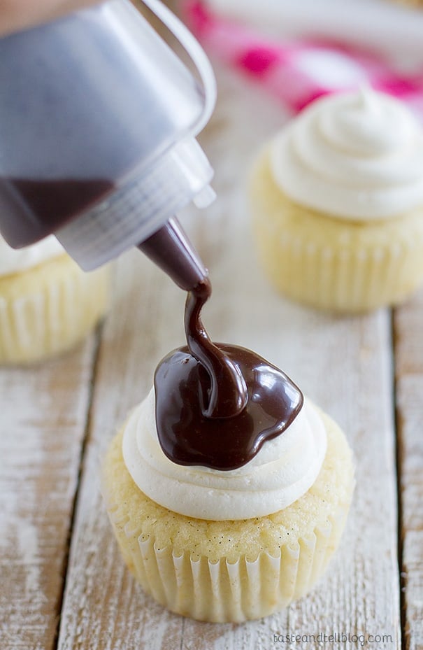 Chocolate Ganache Topped Drumstick Cupcakes