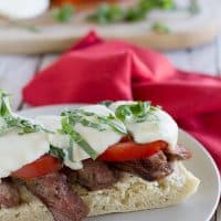 Open Face Caprese Steak Sandwich