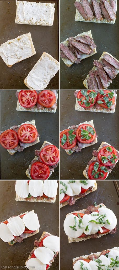 Open Face Caprese Steak Sandwich - perfect summer sandwich!
