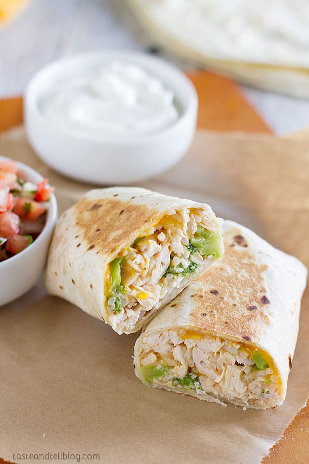 In a rush? These grilled burritos filled with chicken and broccoli are done in a flash and are family friendly!