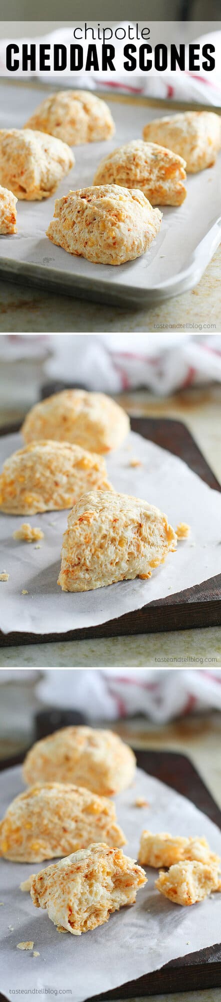 Scones aren't just for a sweet treat - these Chipotle Cheddar Scones are cheesy and slightly spicy and make a perfect side for dinner.
