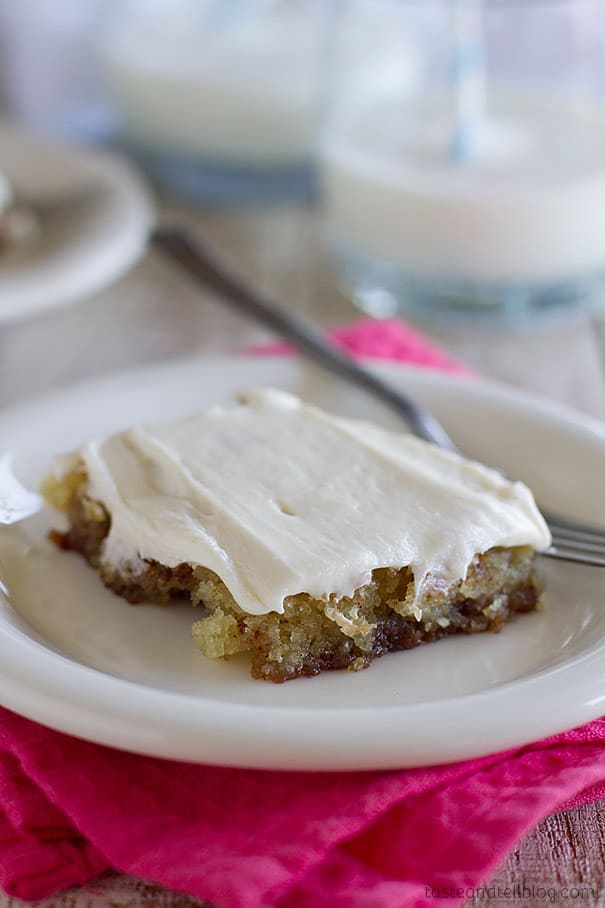 Filled with cinnamon, spice and everything nice, this Cinnamon Roll Sheet Cake is super tender and moist and addictive!