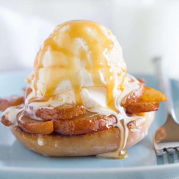 Grilled Doughnut and Pear Sundae Recipe