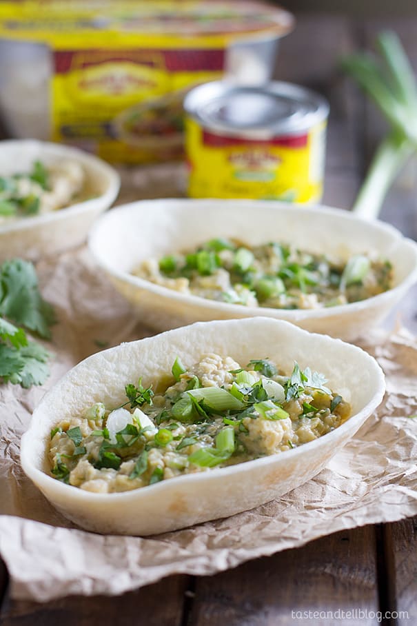 Mashed Chickpea and Green Chile Bowls