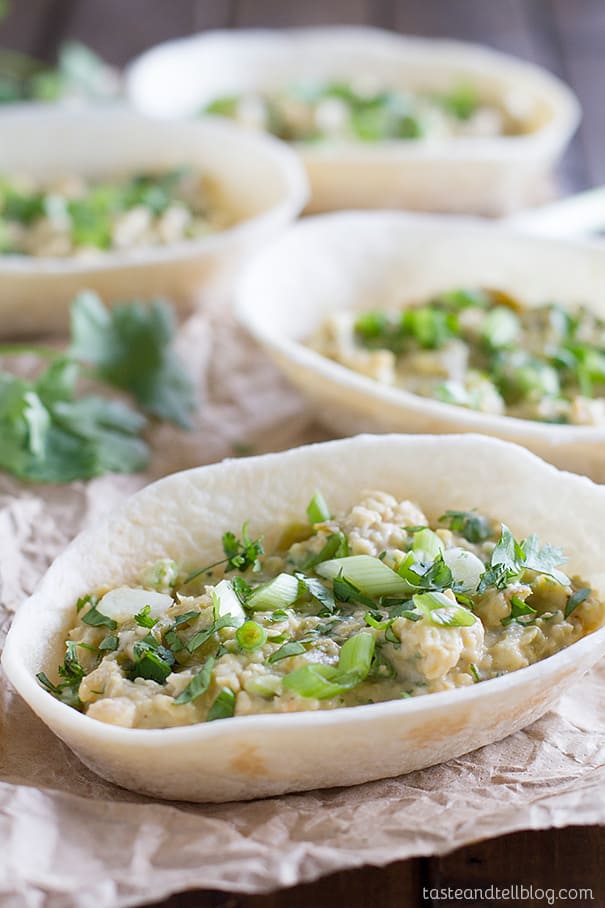 Recipe for Mashed Chickpea and Green Chile Bowls