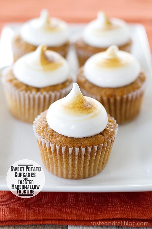 Sweet Potato Cupcakes with Toasted Marshmallow Frosting