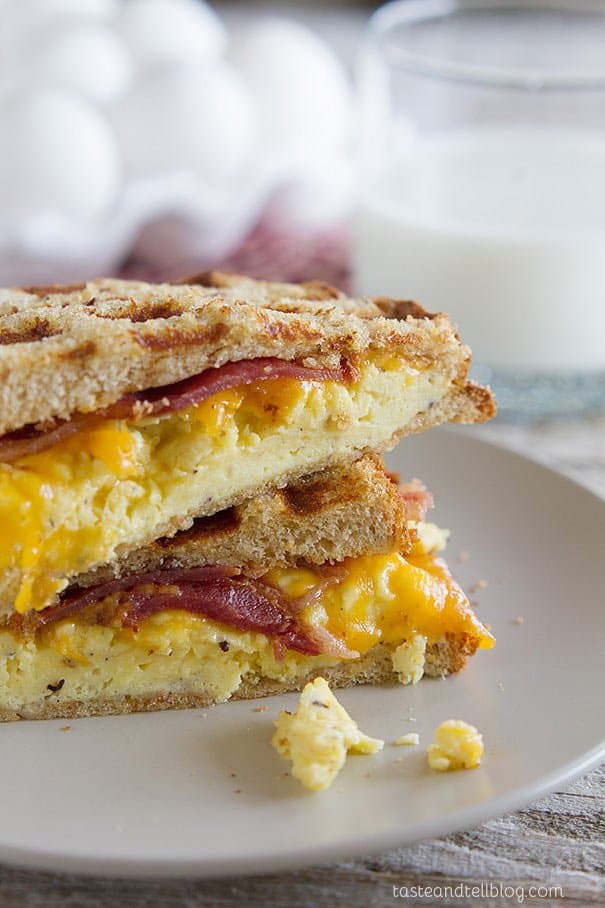 Easy breakfast recipe - Waffled Breakfast Grilled Cheese Sandwich Recipe