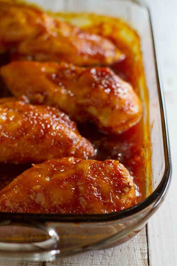 This Candied Chicken is sure to be a family favorite - chicken breasts are cooked in a sweet and tangy sauce that leaves the kids begging for more!