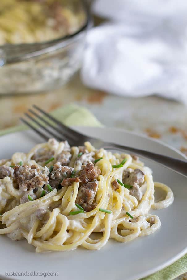 Beef and Blue Cheese Baked Spaghetti - not your typical baked spaghetti, this version is packed with flavor!