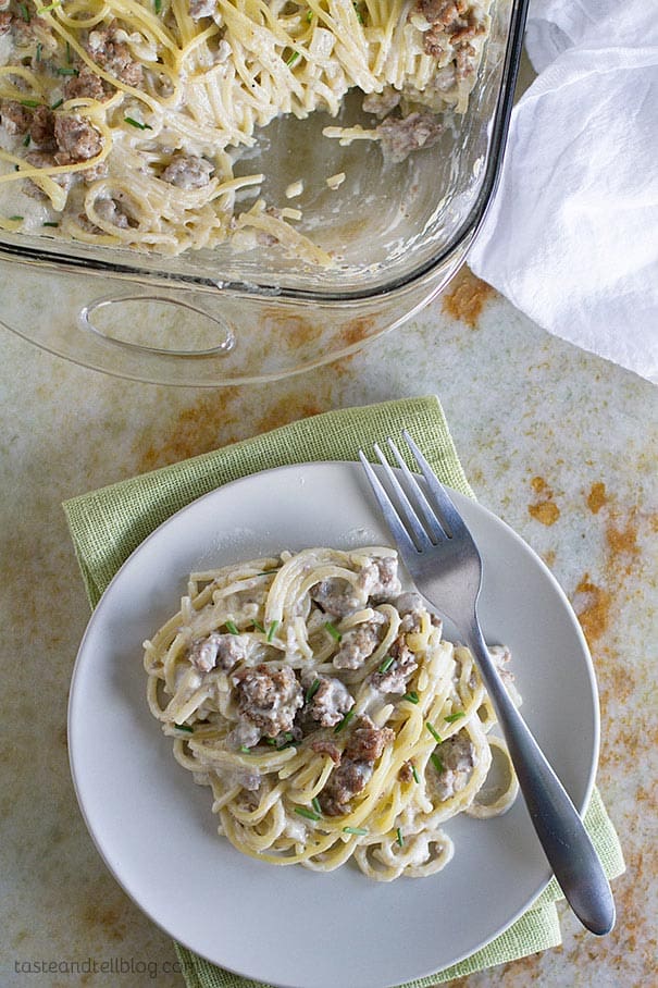 Change up your spaghetti routine with this Beef and Blue Cheese Baked Spaghetti