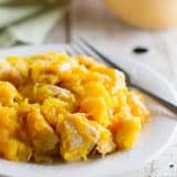 Butternut Squash and Turkey Casserole - Don’t judge a book by it’s cover - this Butternut Squash and Turkey Casserole may not look like much, but it’s packed with flavor and a delicious way to use up turkey leftovers.