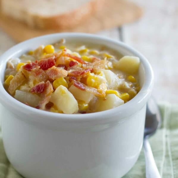 Crockpot Corn Chowder in a bowl.