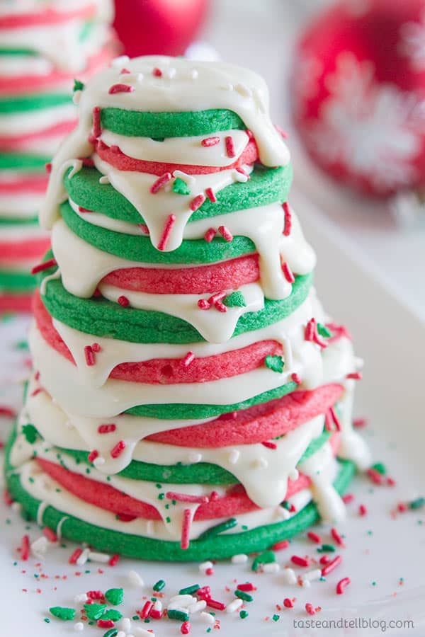 Festive Christmas Tree Sugar Cookie Stacks - these stacked sugar cookies are a fun way to celebrate the season.