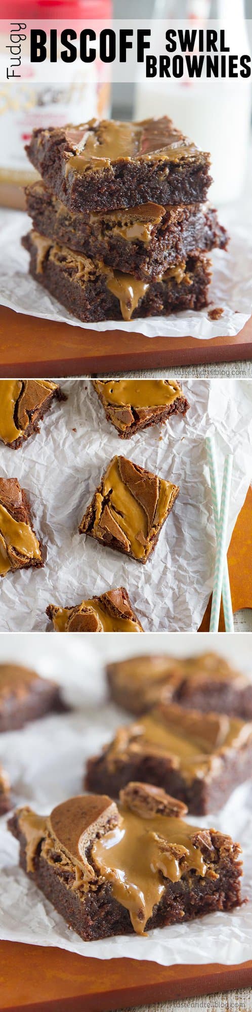 Fudgy Biscoff Swirl Brownies - rich chocolate, fudgy brownies are topped with a Biscoff swirl for a decadent and irresistible brownie.