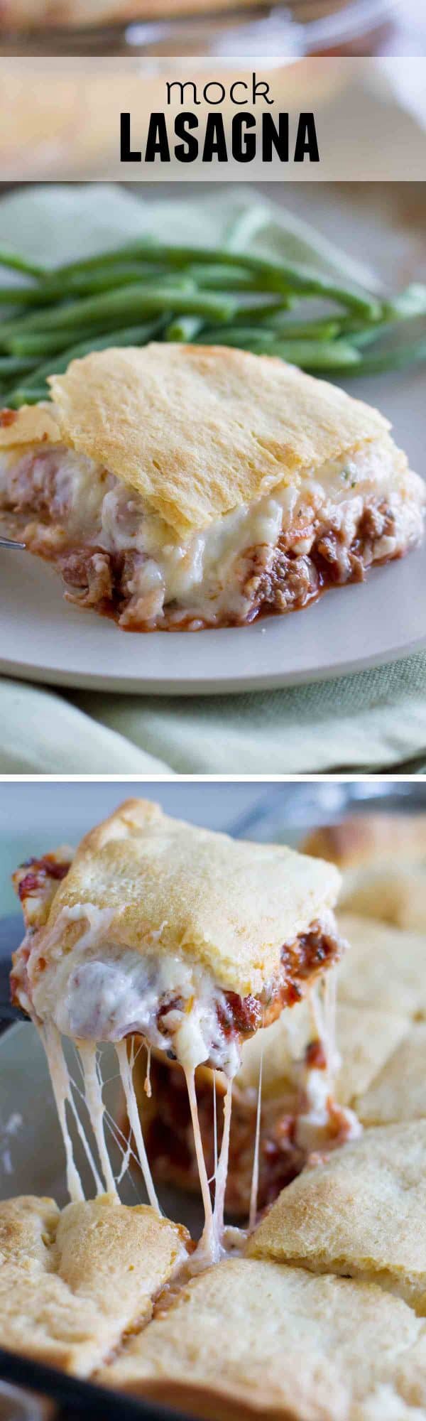 A play on lasagna, this Mock Lasagna is an easy weeknight dinner with ground beef, lots of cheese and crescent rolls is a family favorite.