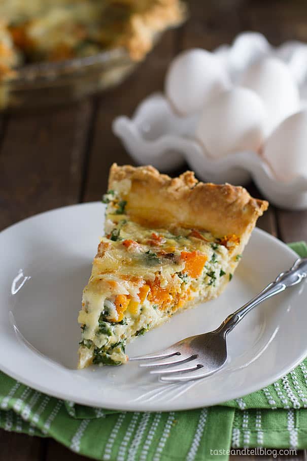 Quiche Recipe with Butternut Squash and Kale - a perfect breakfast or brunch recipe using seasonal ingredients.