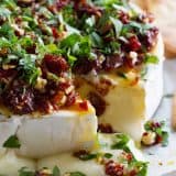 Easy Appetizers - Baked Brie Recipe with Sun-Dried Tomatoes