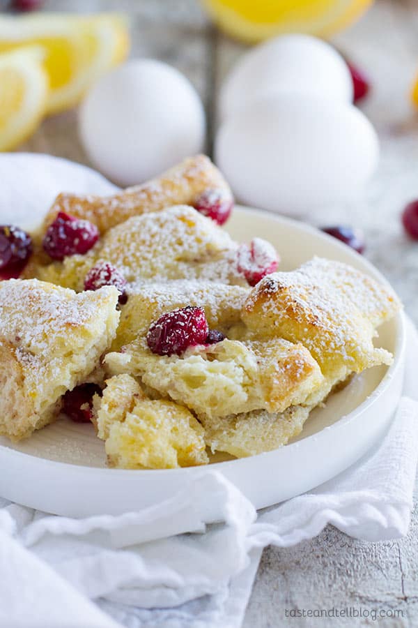 Cranberry Orange Baked French Toast Casserole - this overnight casserole is filled with cranberry and orange flavors.