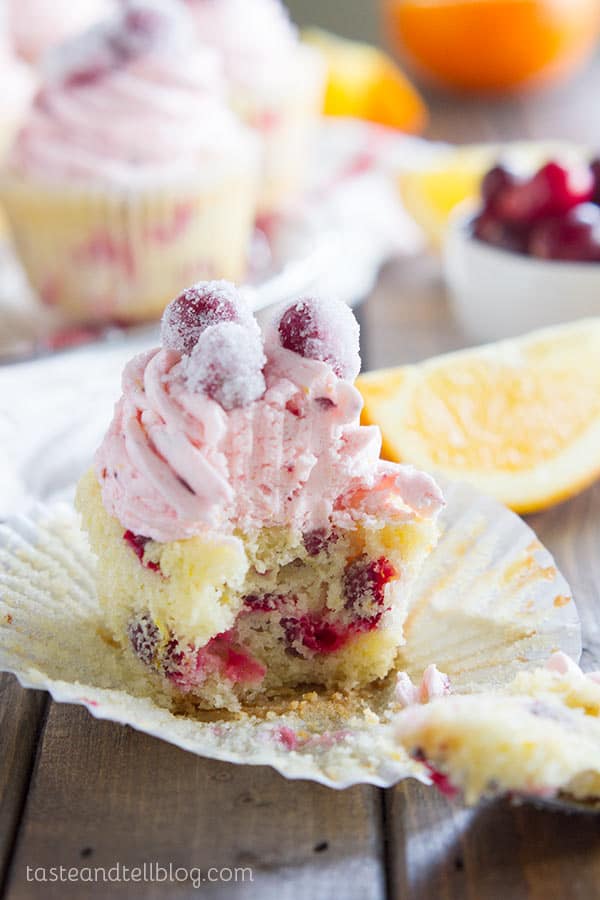 Better than the bakery - these Cranberry Orange Cupcakes are filled with fresh orange and cranberries.