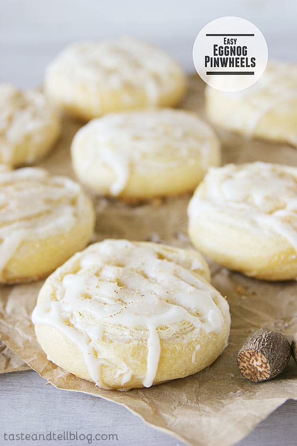 Celebrate the flavors of the season with eggnog flavored filled crescent rolls in these Easy Eggnog Pinwheels.
