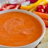 Looking for a super easy appetizer idea? This Feta and Roasted Red Pepper Dip is only 2 ingredients and can be done in 5 minutes!!