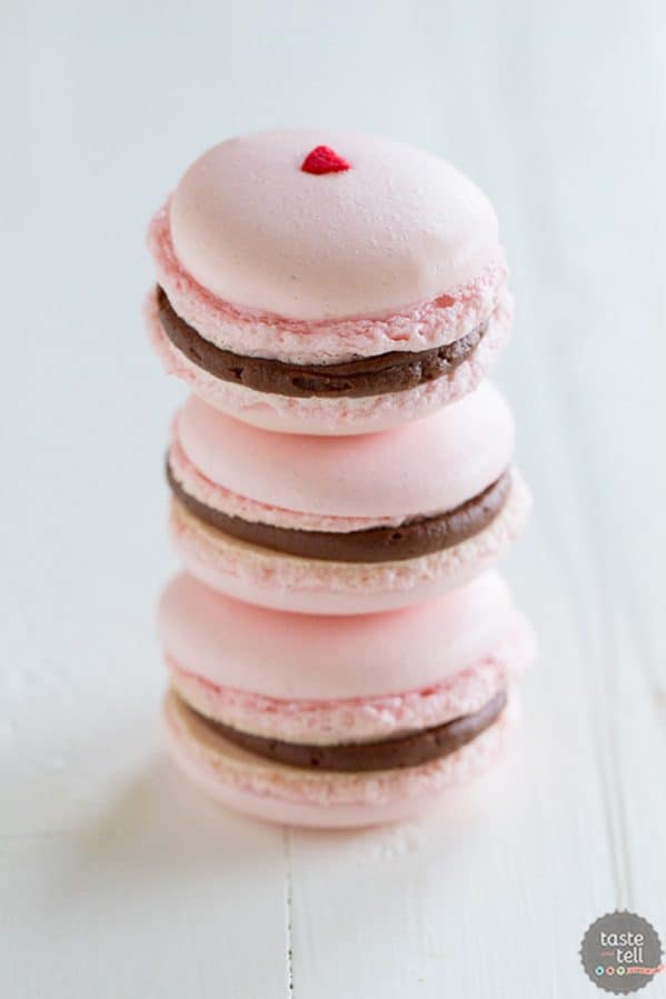 Chocolate Cherry French Macarons on www.tasteandtellblog.com