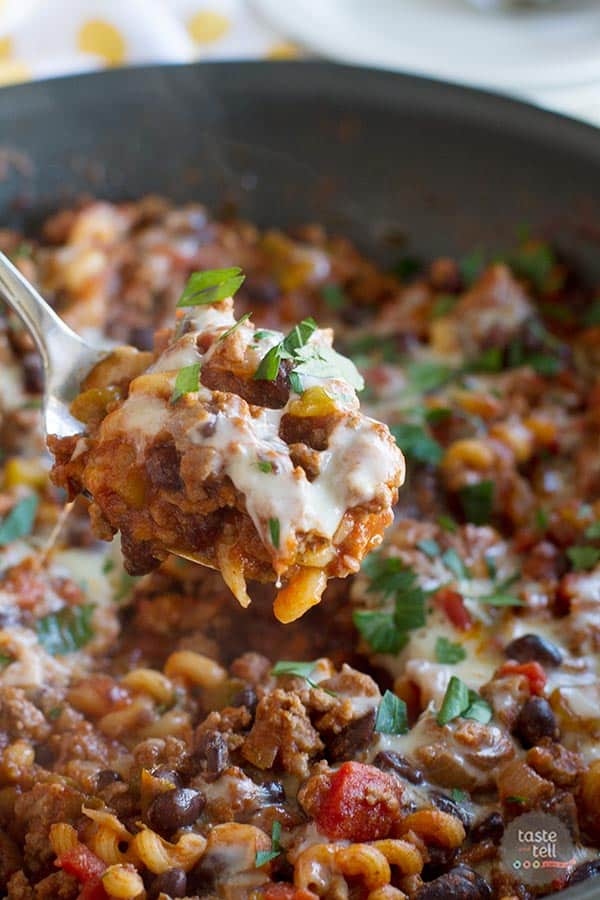 A childhood comfort food - made lighter! This Lighter Chili Mac Recipe takes a favorite from everyone’s childhood and turns it into a delicious dinner.