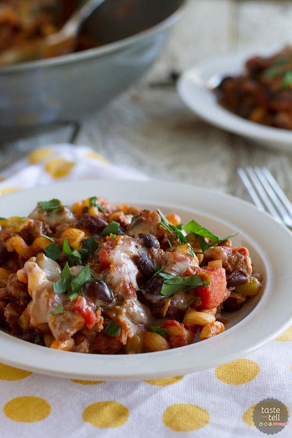 A childhood comfort food - made lighter! This Lighter Chili Mac Recipe takes a favorite from everyone’s childhood and turns it into a delicious dinner.