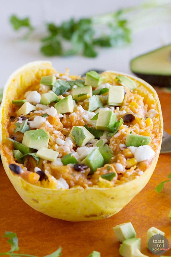 An easy way to change up Meatless Monday with this Southwestern Stuffed Spaghetti Squash
