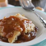 Gooey Slow Cooker Caramel Blondies - blondies are slow cooked in a rich and delicious warm caramel sauce.