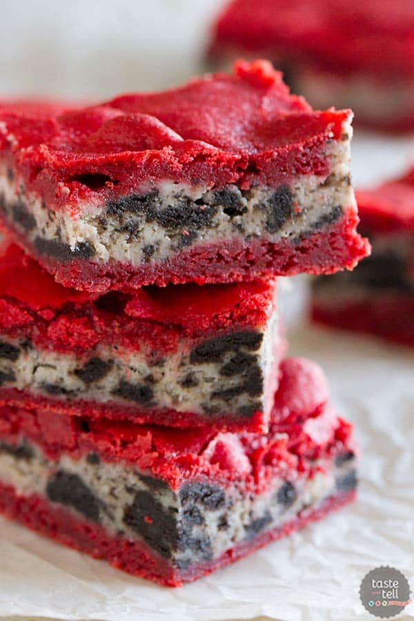 Red Velvet Brownies gone wild - Oreo Cream Cheese Stuffed Red Velvet Brownies