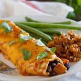 Sweet Potato and Black Bean Enchiladas - a great meatless dinner on a budget!