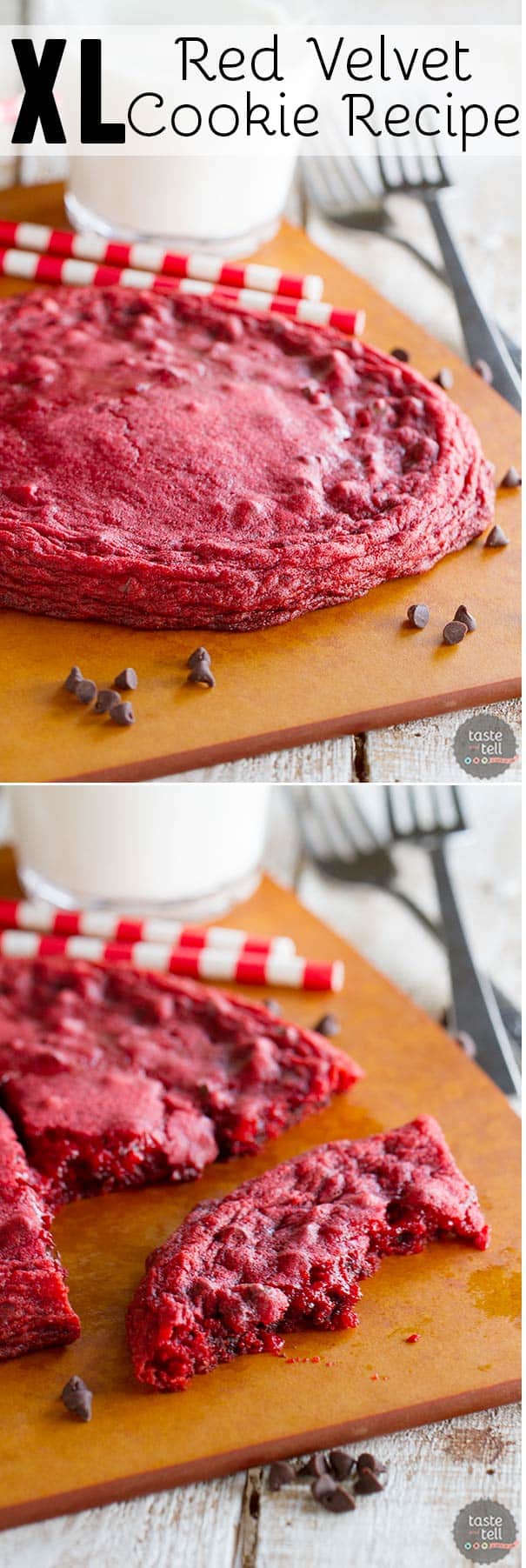 The perfect cookie for 2 - this XL Red Velvet Cookie Recipe is what you need when that craving hits for a cookie!